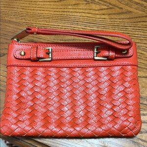 Johnston & Murphy Red Woven Leather Wristlet